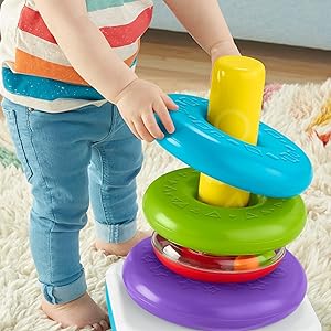 Baby & Toddler Toy Giant Rock-a-Stack, 14+ Inches Tall, Multi-Color Ring Stacker for Ages 1+ Years